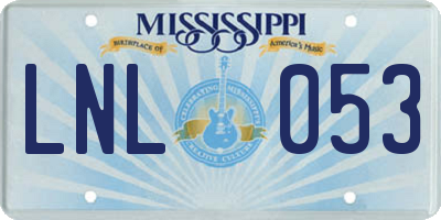 MS license plate LNL053