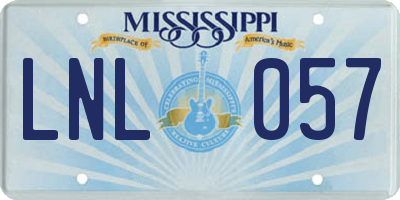 MS license plate LNL057