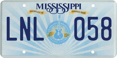 MS license plate LNL058