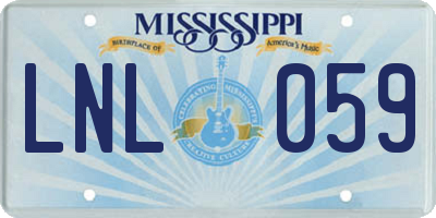 MS license plate LNL059