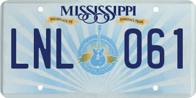 MS license plate LNL061