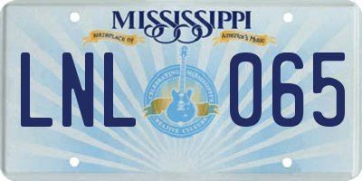 MS license plate LNL065