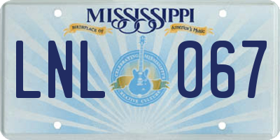MS license plate LNL067