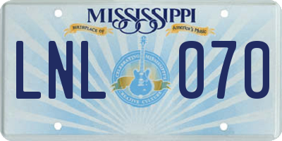 MS license plate LNL070