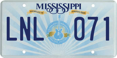 MS license plate LNL071