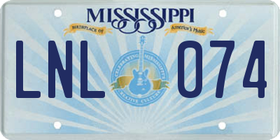 MS license plate LNL074