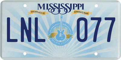 MS license plate LNL077