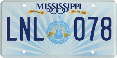 MS license plate LNL078