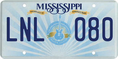 MS license plate LNL080