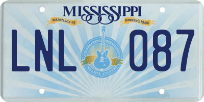 MS license plate LNL087