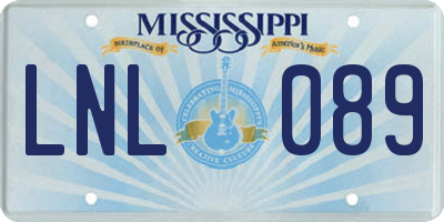 MS license plate LNL089