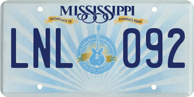 MS license plate LNL092