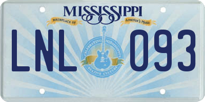 MS license plate LNL093