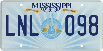 MS license plate LNL098