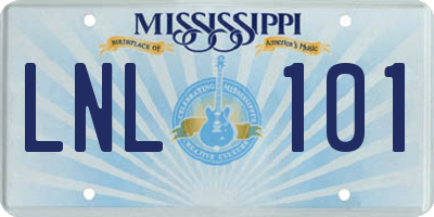 MS license plate LNL101