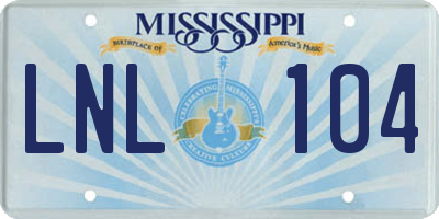 MS license plate LNL104