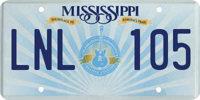 MS license plate LNL105