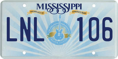 MS license plate LNL106