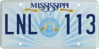 MS license plate LNL113