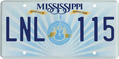 MS license plate LNL115