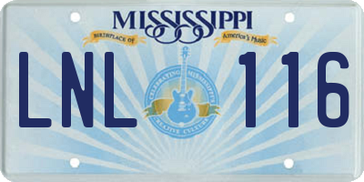 MS license plate LNL116
