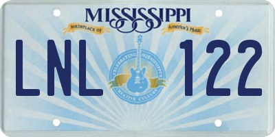 MS license plate LNL122