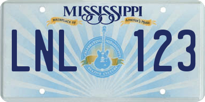 MS license plate LNL123
