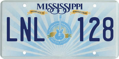 MS license plate LNL128