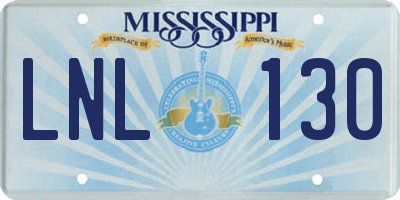 MS license plate LNL130