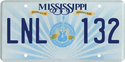 MS license plate LNL132