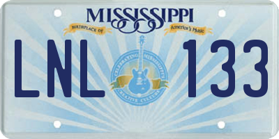 MS license plate LNL133