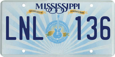 MS license plate LNL136