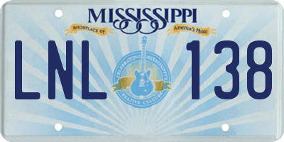 MS license plate LNL138