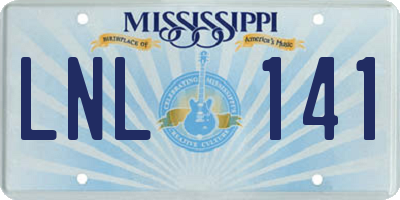 MS license plate LNL141