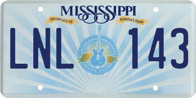 MS license plate LNL143