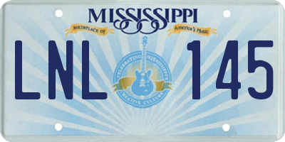 MS license plate LNL145