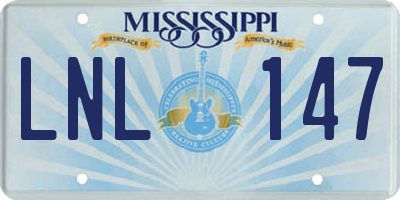 MS license plate LNL147