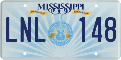 MS license plate LNL148