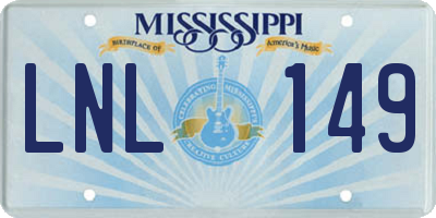 MS license plate LNL149