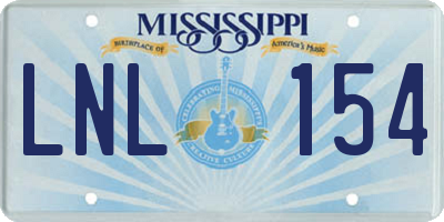 MS license plate LNL154