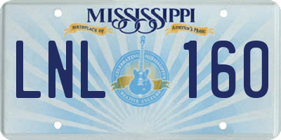 MS license plate LNL160