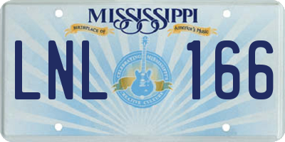MS license plate LNL166