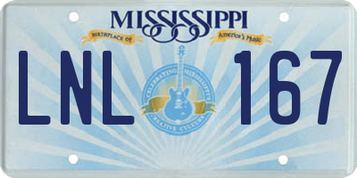 MS license plate LNL167
