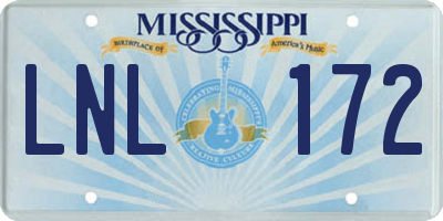 MS license plate LNL172