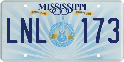 MS license plate LNL173