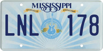 MS license plate LNL178