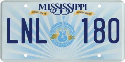 MS license plate LNL180