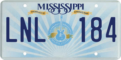 MS license plate LNL184