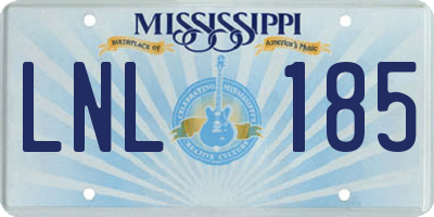 MS license plate LNL185