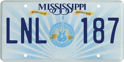 MS license plate LNL187